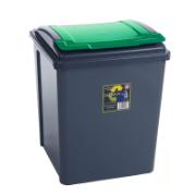 RECYCLE SLIM 50L WITH LID GREEN 40X40XH51CM