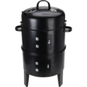 BBQ CHARCOAL GRILL WITH CHIMNEY & 2 COOKING GRILLS - BLACK