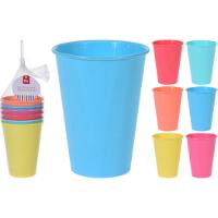 PLASTIC DRINKING CUPS 6 ASSORTED SET 6PCS 400ML
