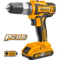 INGCO CIDLI200215 20V LI-ION IMPACT DRILL WITH 2X2AH BATTERIES 1 CHARGER AND TOOLKIT 