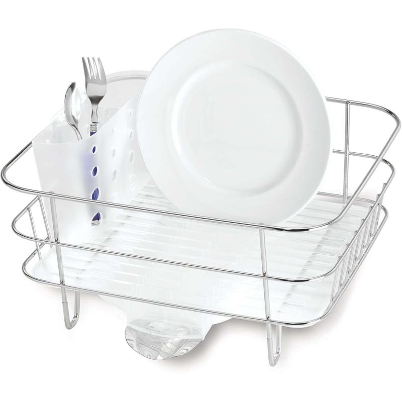 simplehuman Kitchen Compact Steel Frame Dish Rack with Swivel
