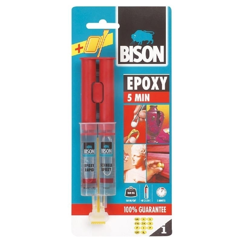 BISON TRANSPARENT ADHESIVE EPOXY 5 MIN CARD 24ML