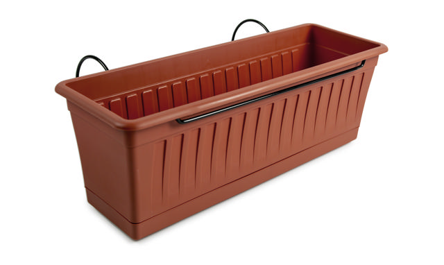 STEFANPLAST VENEZIA FLOWER BOX WITH METAL SUPPORT TERRACOTTA 50X16X16,5CM/11.2L