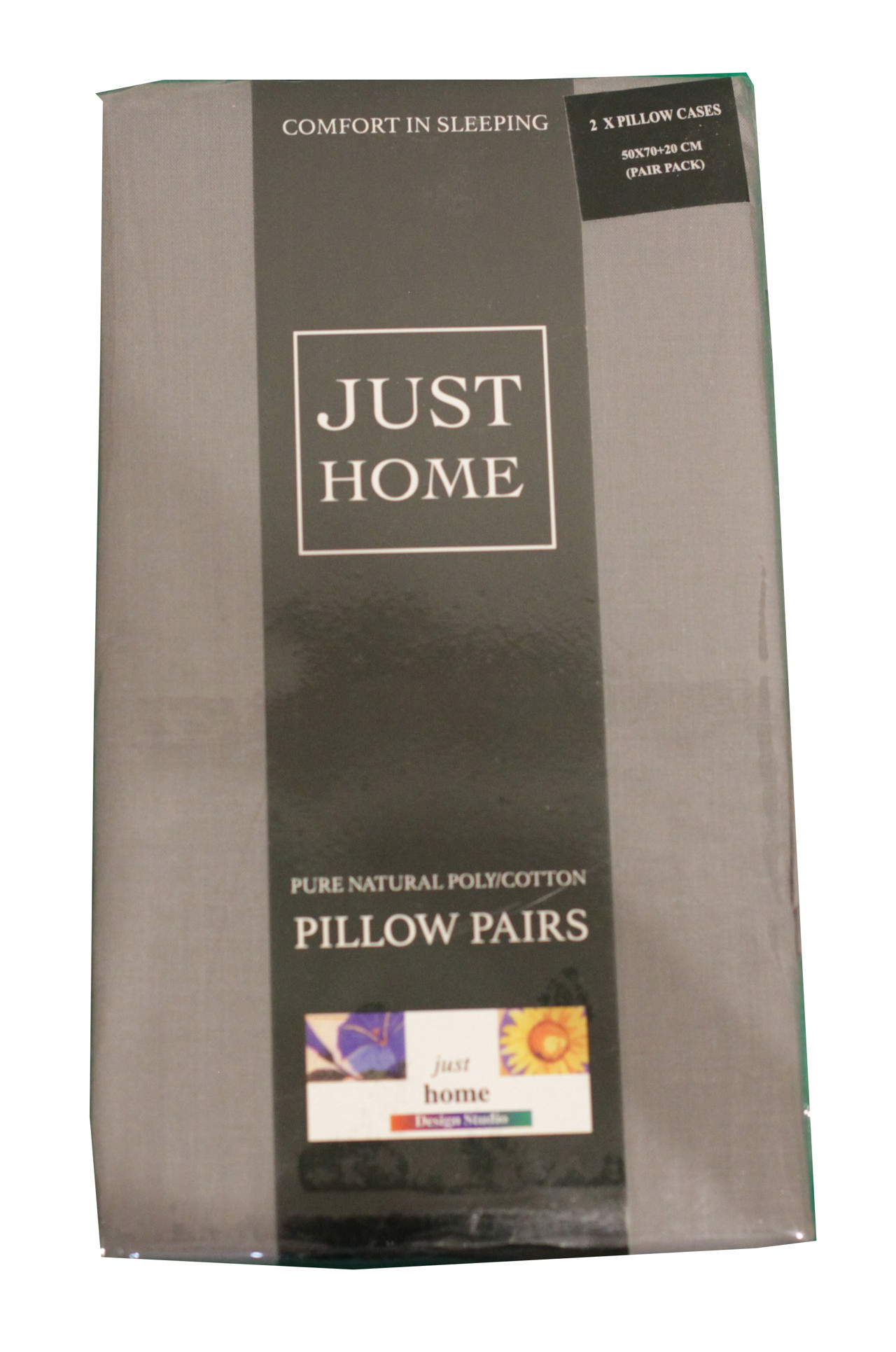 PILLOW CASES PURE NATURAL POLY/COTTON 50X70CM 2PCS 3 ASSORTED COLORS