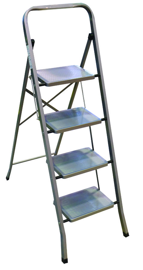 SUPER METAL LADDER WITH 4 STEPS SILVER COLOR