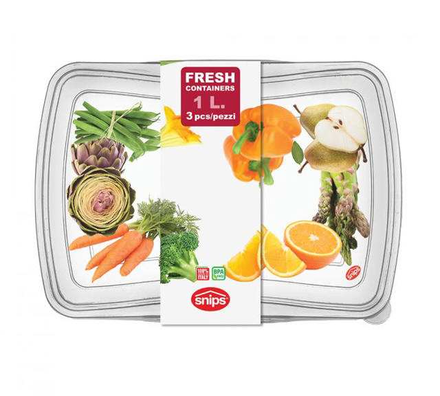 SNIPS FRESH CONTAINER RECTANGULAR  1,0LTR 3PCs