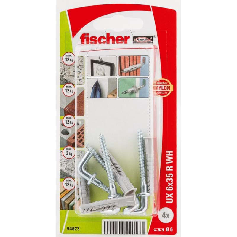 FISCHER PLUG WITH STRAIGHT HOOK 6X35 WHK