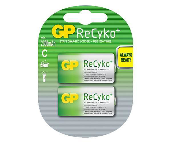 GP RECYKO+ NIMH C RECHARGEABLE BATTERIES 2PCS