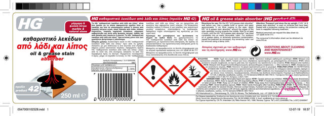 HG OIL & GREASE STAIN ABSORBER 250ML   