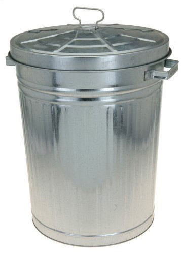 WASTE BIN ZINC 55LTR WITH LID H55XD40CM