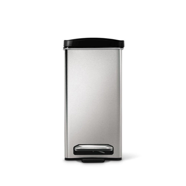 SIMPLEHUMAN PROFILE PEDAL BIN W/PLASTIC LID 10L BRUSHED S/STEEL