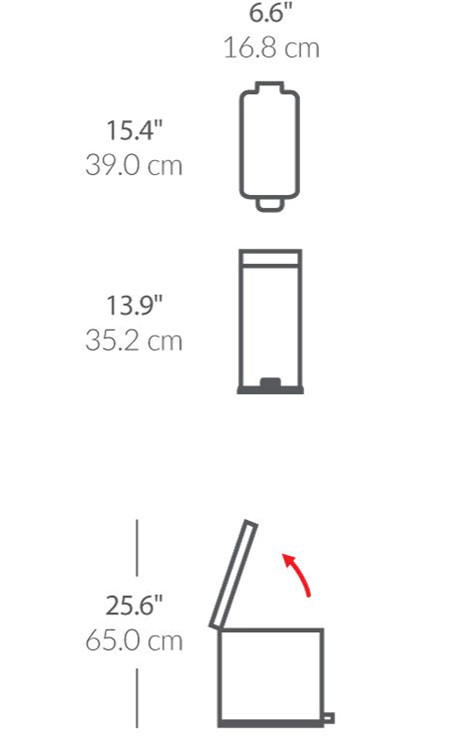 SIMPLEHUMAN ΛΕΠΤΟΣ  ΜΕΤΑΛΙΚΟΣ KAΛΑΘΟΣ ΜΕ ΠΛΑΣΤΙΚΟ ΚΑΠΑΚΙ 10Λ ΧΡΩΜΕ