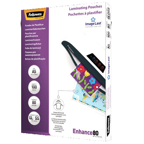 FELLOWES POUCHES A5 80MICRONS 100PCS