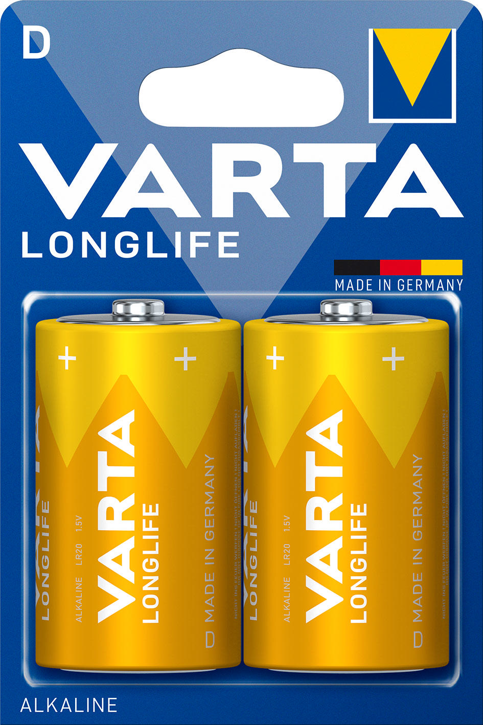 VARTA LONGLIFE ALKALINE BATTERIES D, MONO, LR20, 1,5V, 2-PACK