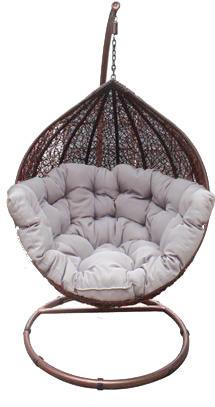 CASA HANGING CHAIR BROWN WITH GREY CUSHION