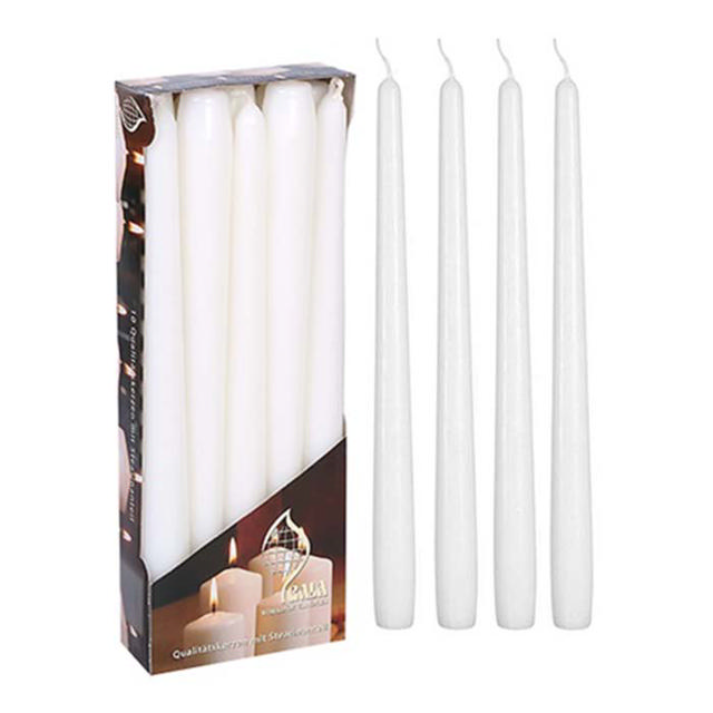 GALA CANDLE 25CM WHITE 10PCS