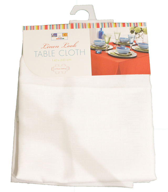 LINEN LOOK TABLECLOTH ROUND 180CM 4 ASSORTED COLORS