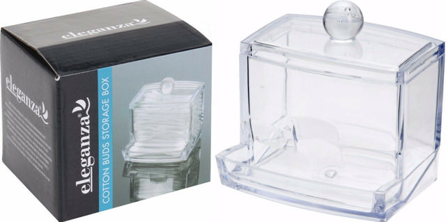 EARSWABS BOX CLEAR PS WITH LID