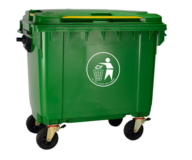 BIDONE BIN GREEN 1100LTR WITH WHEEL