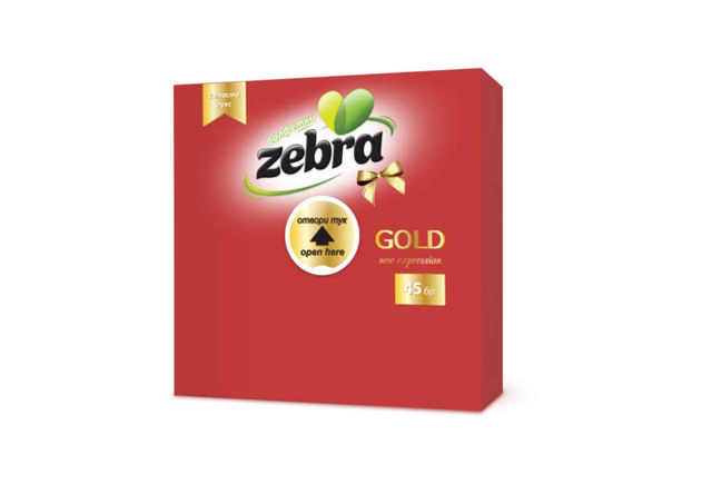 NAPKINS GOLD ZEBRA RED 33X33CM 45PCS