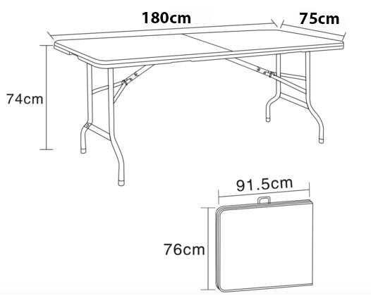 DALLAS FOLDING TABLE 180X75CM