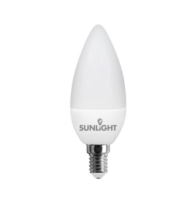 SUNLIGHT LED 6W CANDLE BULB C37 E14 550LM 3-IN-1 FROSTED