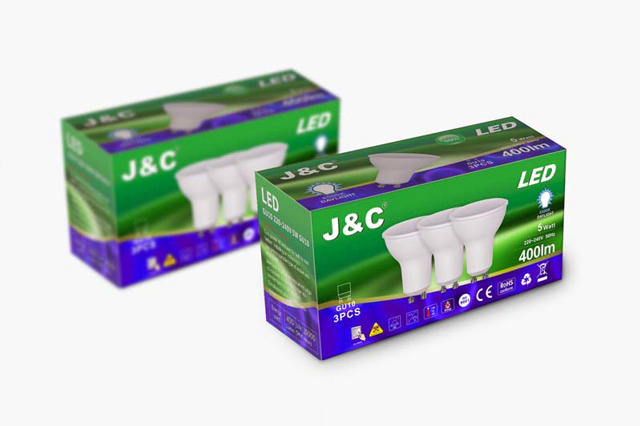 J&C LED 5W 3X BULBS GU10 400LM 6500K FROSTED