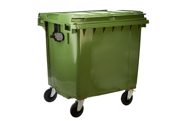 GREEN BIN 1100L WITH WEELS