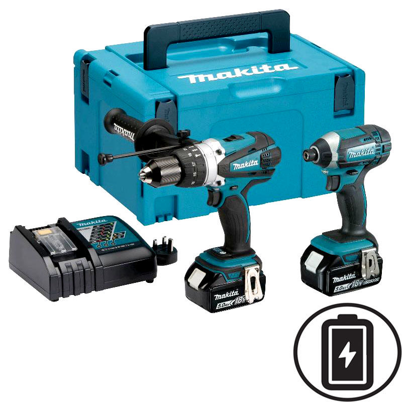 MAKITA COMBO KIT  18V (DHP458 X1  + DTD152 X1 + BL1850 X 2 + DC18RC )