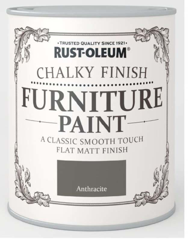 RUST-OLEUM ANTHRACITE CHALKY FINISH FURNITURE PAINT 750ML