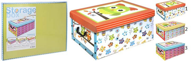 CARTON BOX OWL DESIGN 3 ASSORTED COLORS