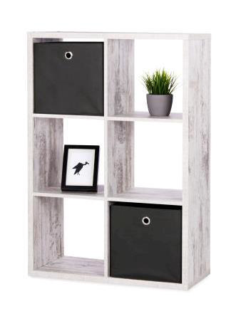 MAX6 3 TIER SHELF 73X107X33CM - WHITE/WOODEN