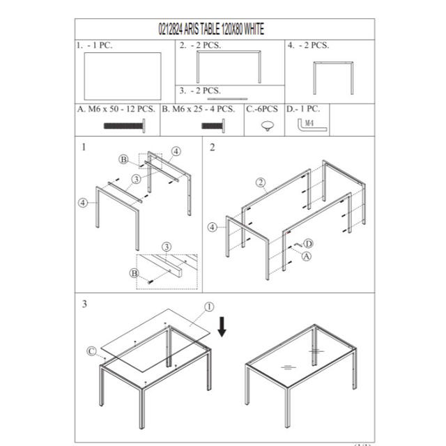 ARIS TABLE 120X80CM WHITE