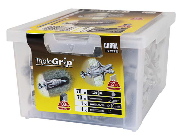 COBRA 173TE TRIPLE-GRIP 6MM GREY (+ SCREWS + DRILLBIT) 70PCS