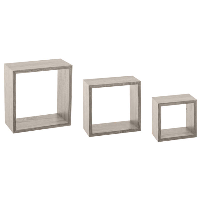 WALL SHELF CUBE OAK GREY SX3