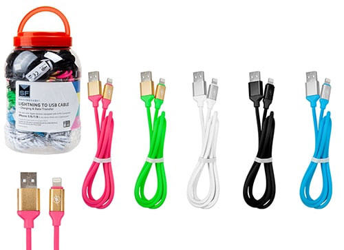 LIGHTING CABLE JAR 5 ASSORTED COLORS