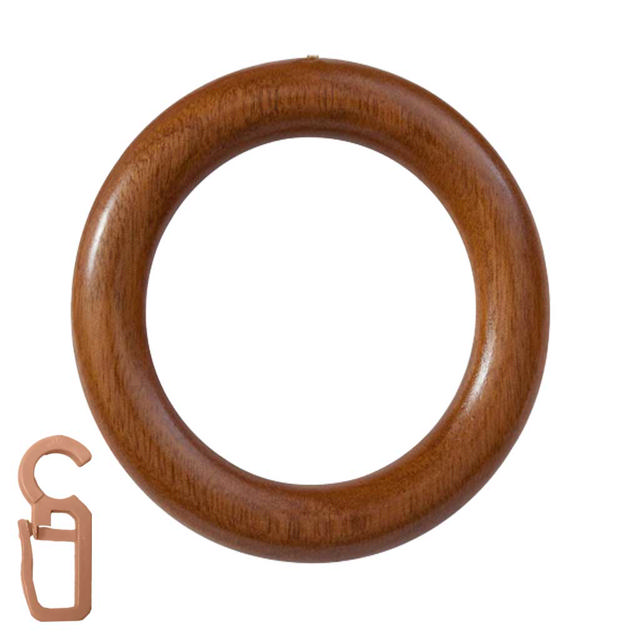 RINGS WITH HOOK 28MM WALNUT 10PCS