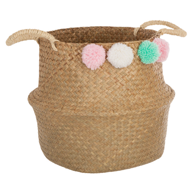 2 HANDLED BASKET WITH POMPON