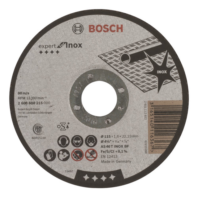 BOSCH EXPERT FOR INOX AS 46 T INOX BF CUTTING DISC 115 MM, 2,0 MM