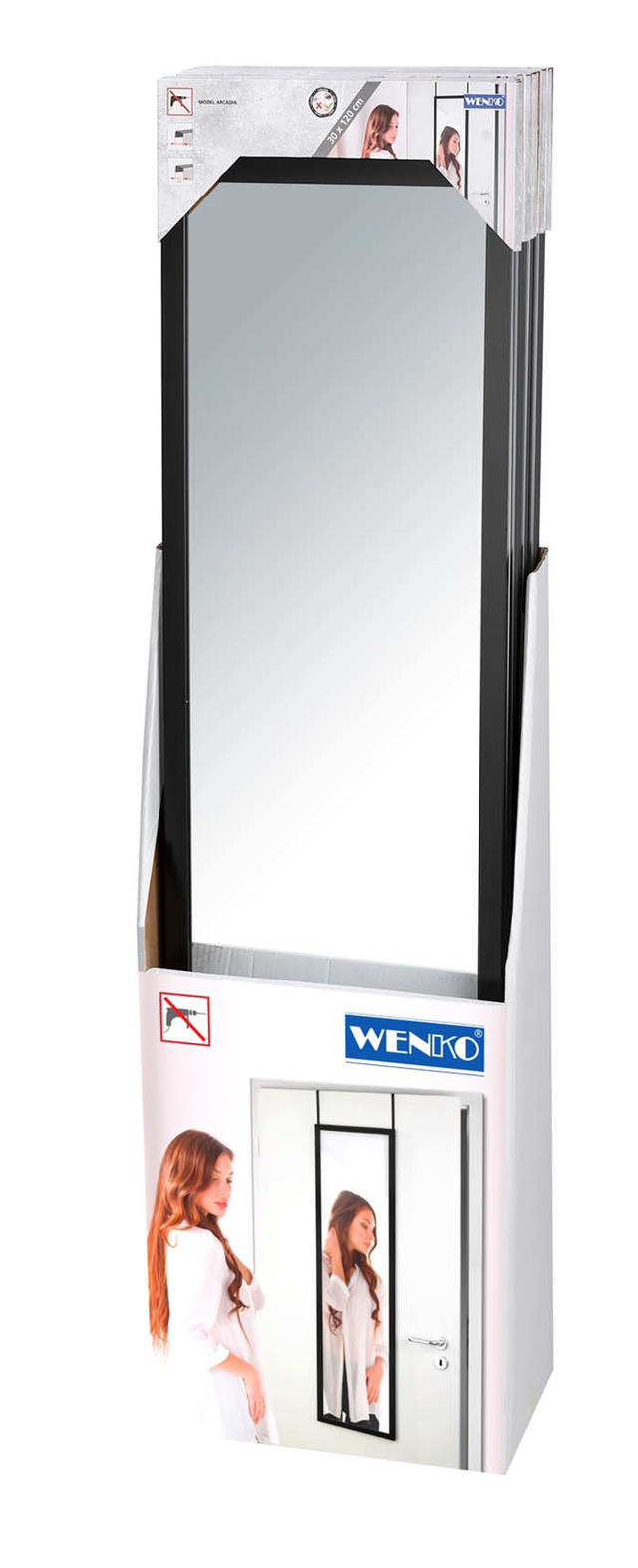 WENKO DOOR MIRROR ARCD BLK 120X30