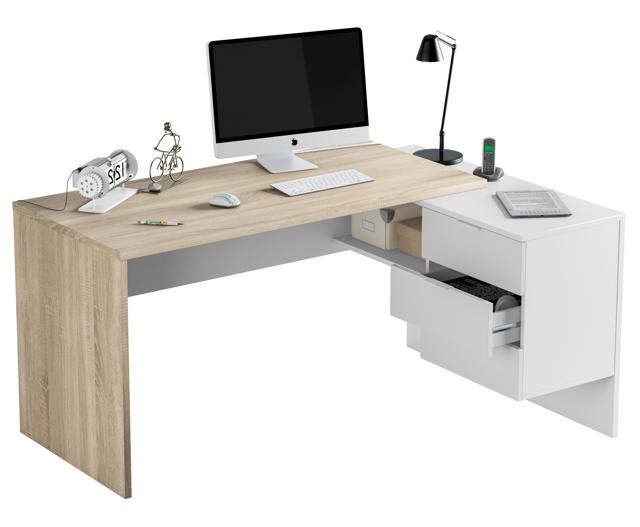 FORES HABITAT OFFICE DESK 145X73X108CM - WHITE/OAK