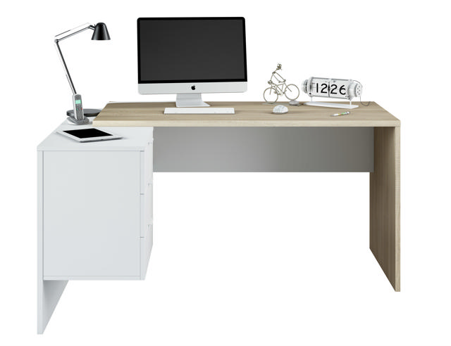 FORES HABITAT OFFICE DESK 145X73X108CM - WHITE/OAK