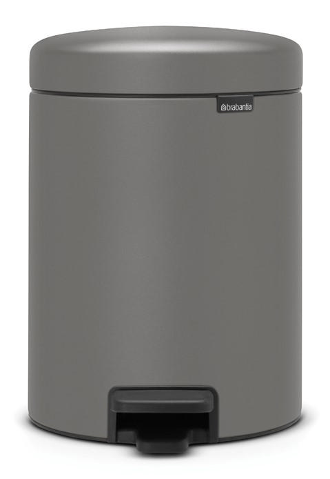 BRABANTIA NEW ICON PEDAL BIN LUXURY EDITION 5 LITRE - MINERAL CONCRETE GREY