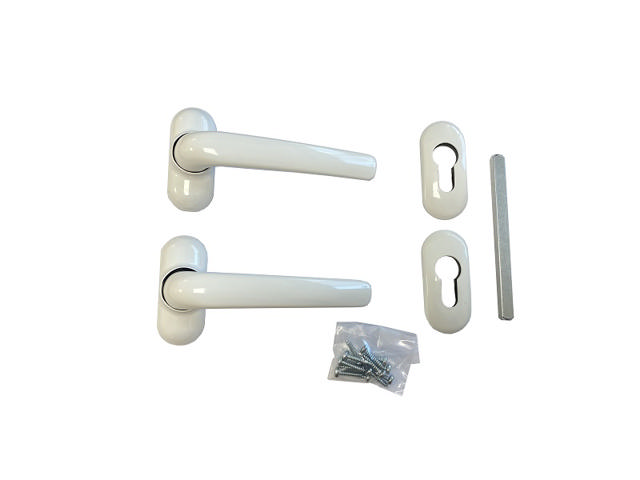 HANDLES SET ALUM DOOR 4SCR WHT