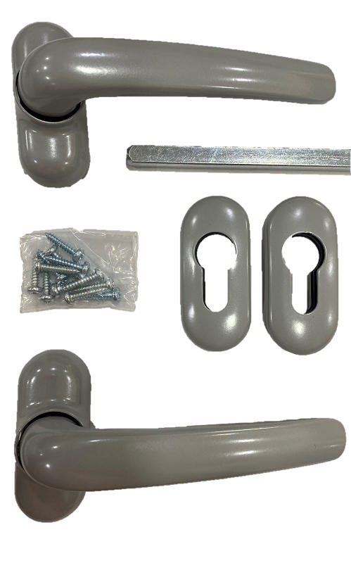 HANDLES SET ALUM DOOR 4SCR SLV