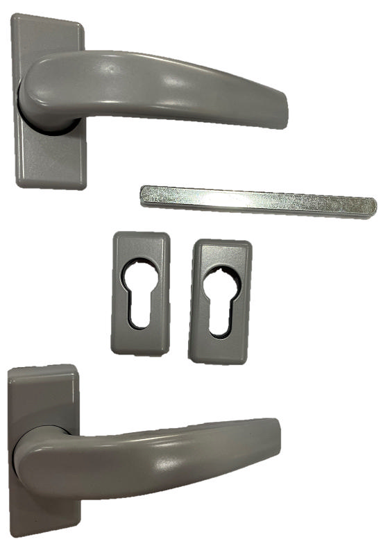 HANDLES SET ALUM DOOR 2SCR SLV