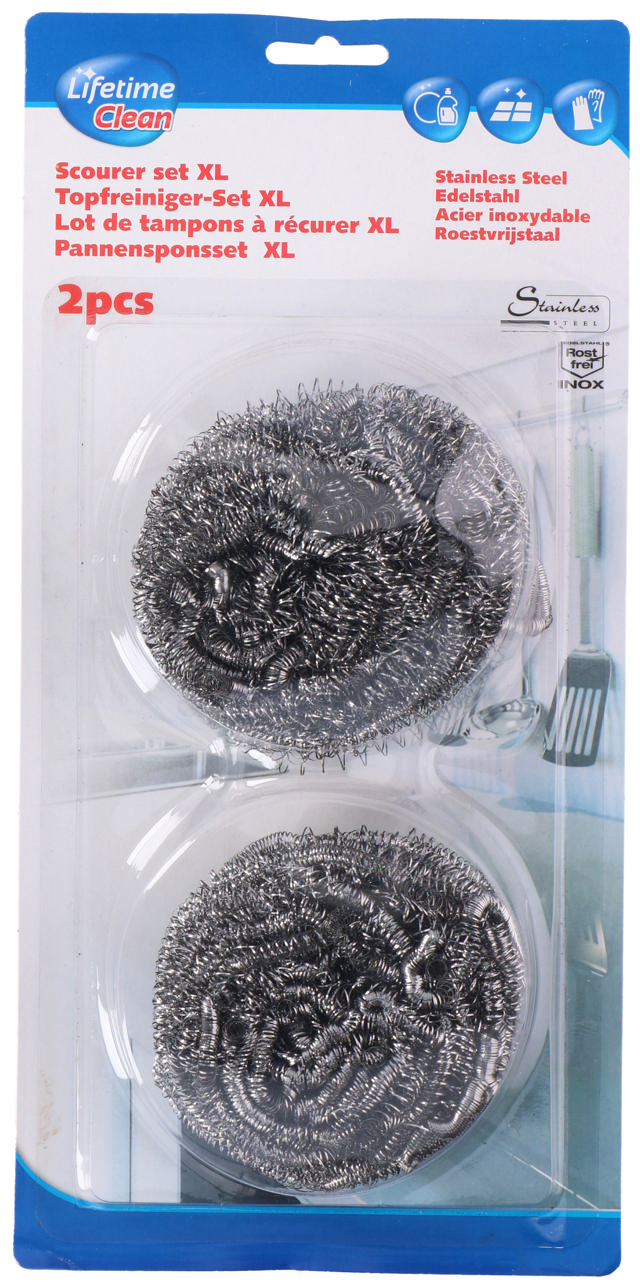 SCOURER SET XL 7CM X 3CM 2 PCS STAINLESS STELL