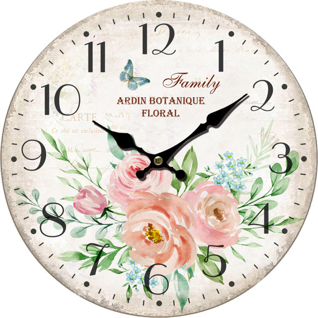 WALL DECO CLOCK 34CM MDF