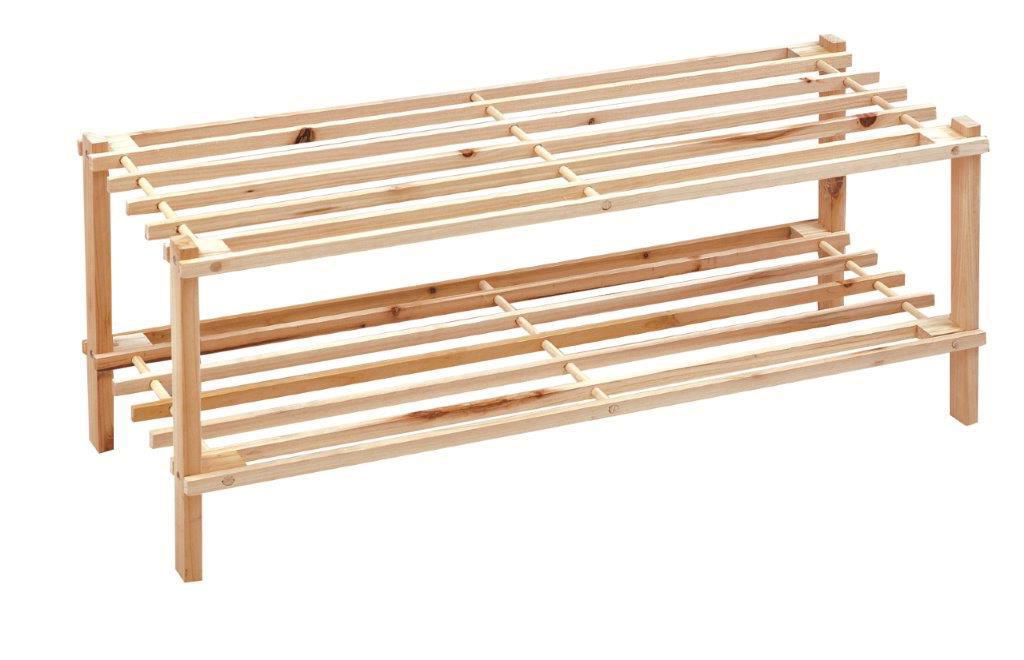 SUPERLIVING SHOE RACK 2 TIER WOOD NATURAL 74X26X29.5CM