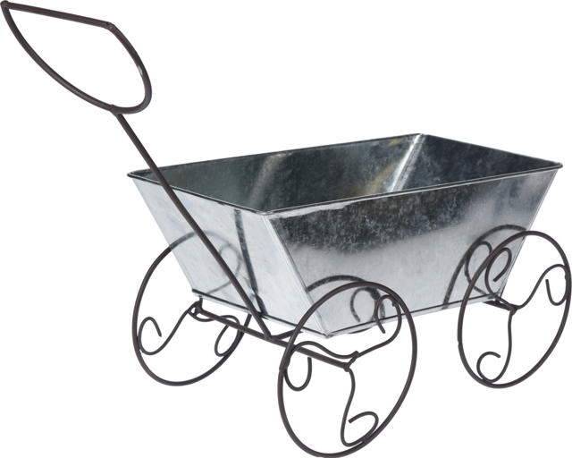 FLOWER POT PULL WAGON ZINC